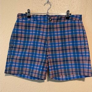 Bugatchi Plaid Swim Shorts Size 34 Lined Mesh Pockets